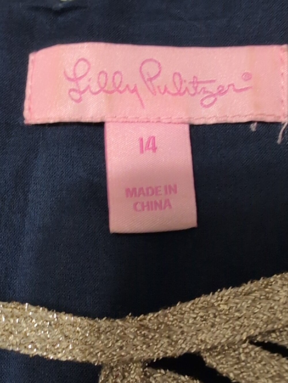 Lilly Pulitzer Black Mini Dress with Gold Embellished Panel - Picture 7 of 8